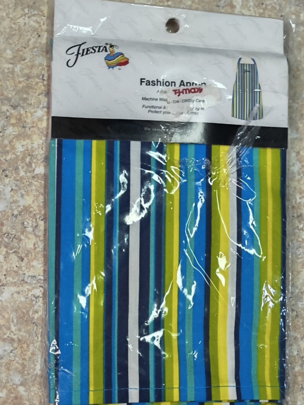 Fiesta Striped Apron in Blue, Green, White